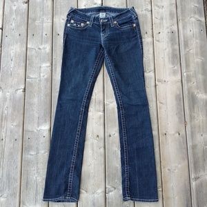 True Religion | Size 27 World Tour Dark Wash Low Rise Straight Jeans